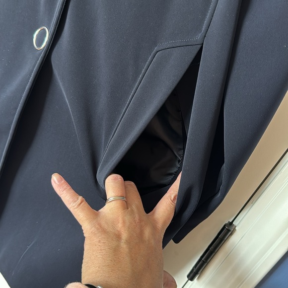 London Fog Collection Women's XXL Snap Navy Blue Raincoat-Detachable Hood Lined - Picture 4 of 14